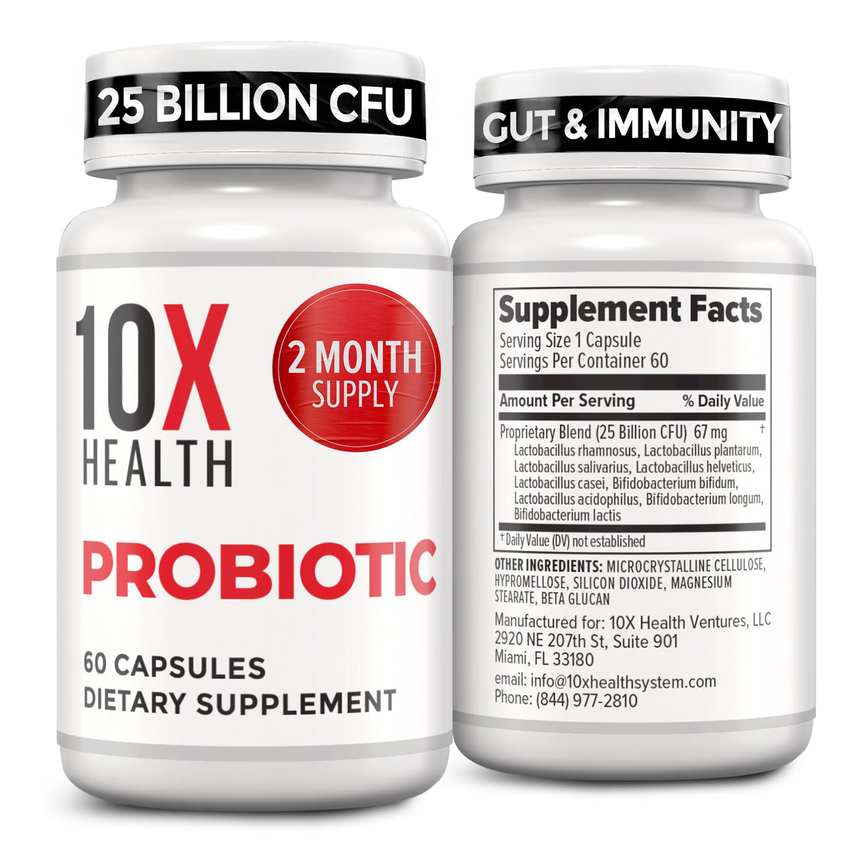 Flacon de probiotiques 10X Health pour hommes, 60 capsules