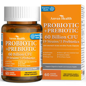 Flacon de probiotiques Anven Health 60 milliards CFU, vue de face