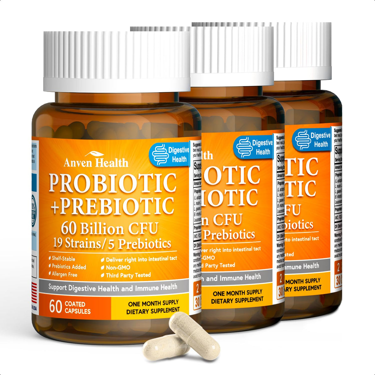 Flacon de probiotiques Anven Health contenant 180 capsules