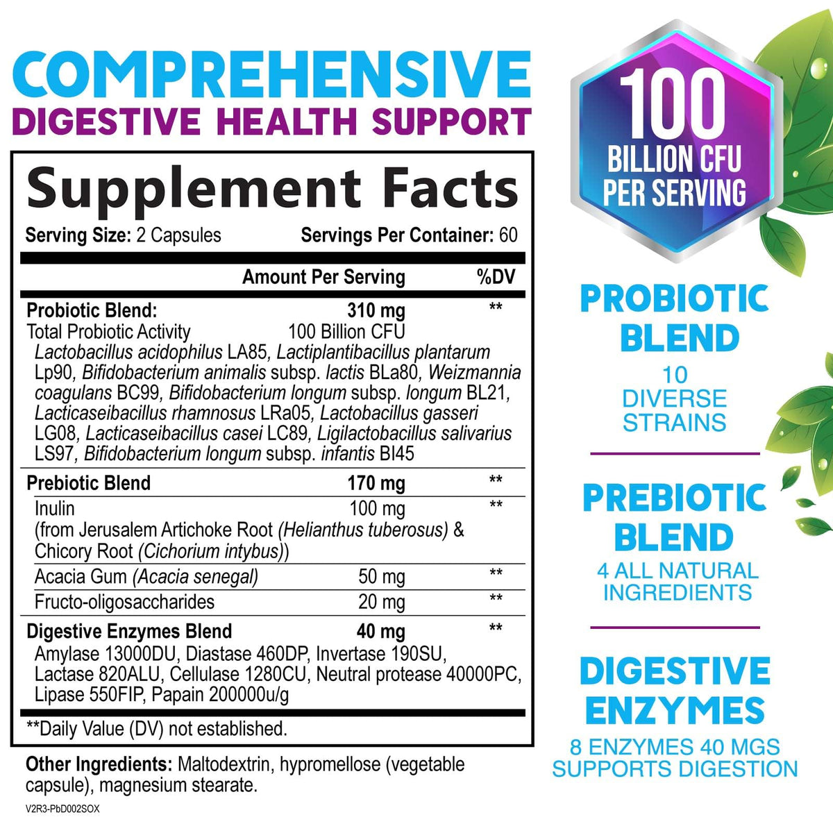 Flacon de Probiotiques Nature's Nutrition avec 120 capsules
