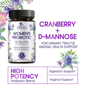 Flacon de probiotiques Nature's Nutrition ouvert avec capsules