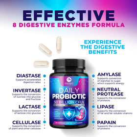Flacon de probiotiques Nature's Peak ouvert avec capsules visibles