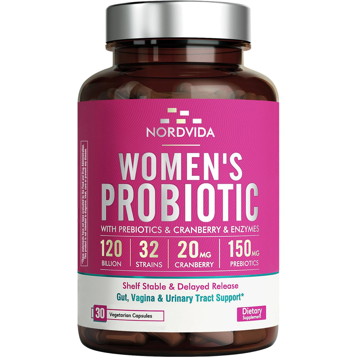 Flacon de probiotiques Nordvida pour femmes avec 30 capsules