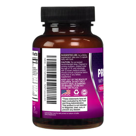 Flacon de probiotiques ouvert avec capsules visibles