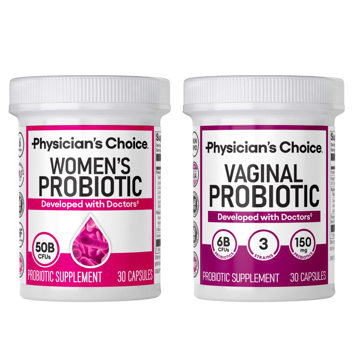 Flacon de probiotiques Physician's CHOICE Duo Féminin, 60 capsules