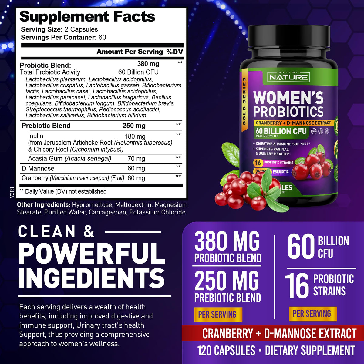 Flacon de Probiotiques pour Femmes Built by Nature vue de face