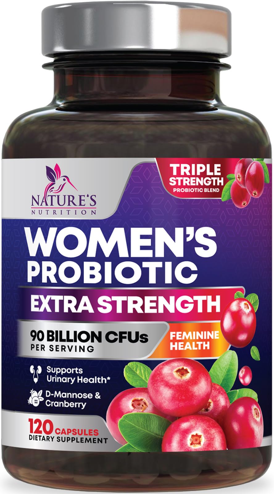 Flacon de probiotiques pour femmes Nature's Nutrition 120 capsules