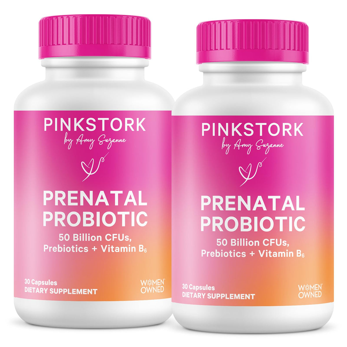 Flacon de Probiotiques Prénatals Pink Stork avec 60 capsules