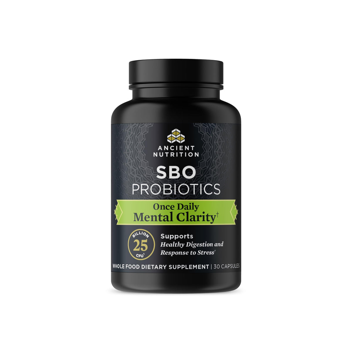 Flacon de Probiotiques SBO Clarté Mentale d'Ancient Nutrition, 30 capsules