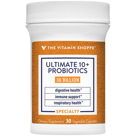 Flacon de probiotiques The Vitamin Shoppe ouvert montrant les capsules à l'intérieur