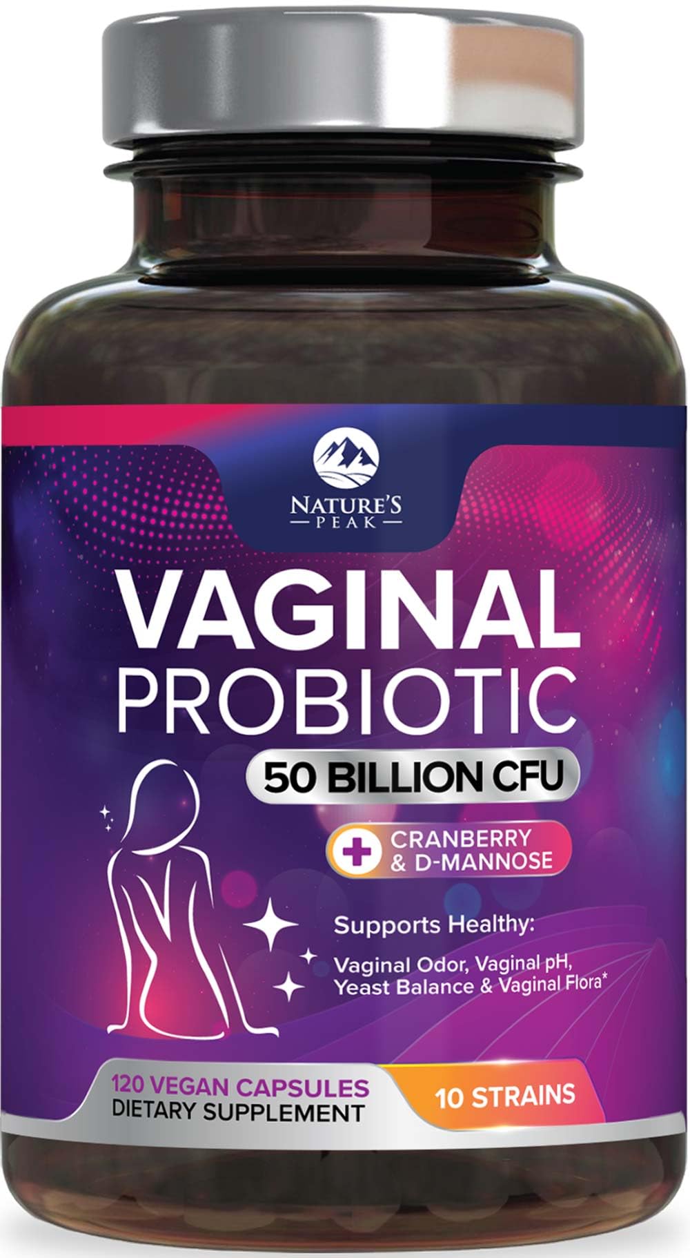 Flacon de probiotiques vaginales Nature's Peak 120 capsules