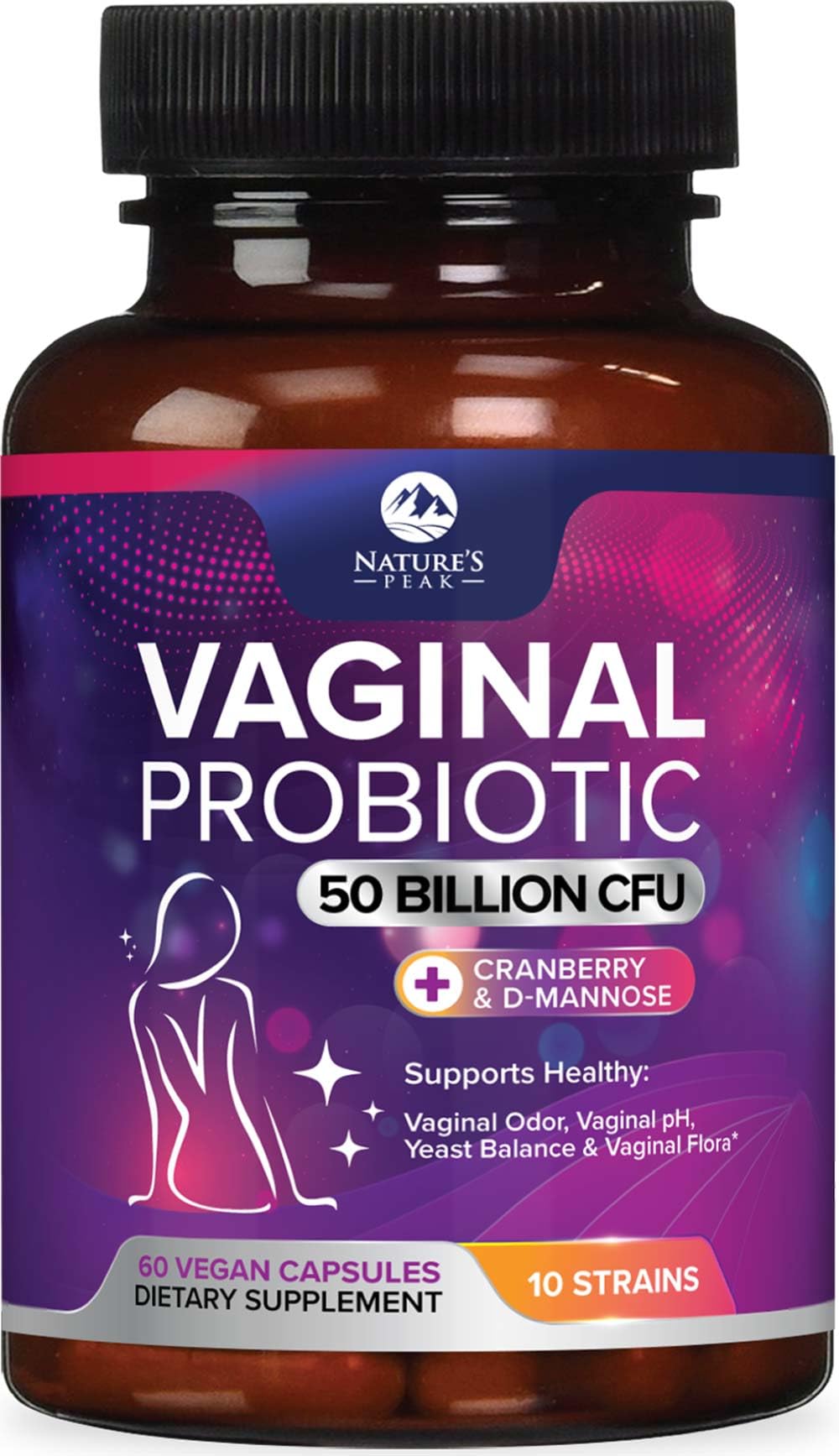 Flacon de probiotiques vaginales Nature's Peak 60 capsules