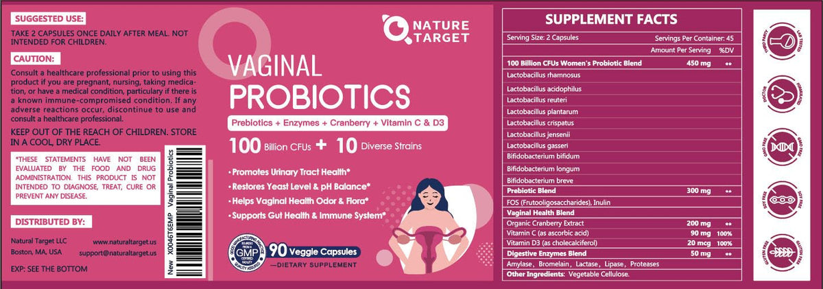Flacon de probiotiques vaginales NATURE TARGET ouvert