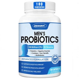 Flacon de probiotiques ZEBORA pour hommes, 180 capsules