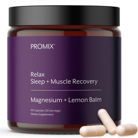 Flacon de ProMix Nutrition Magnésium Extrait de Mélisse 90 Capsules vue de face