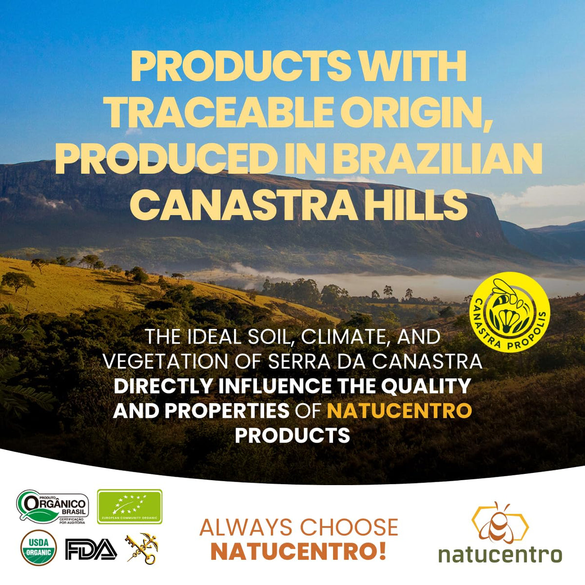 Flacon de propolis verte Natucentro avec un verre de jus