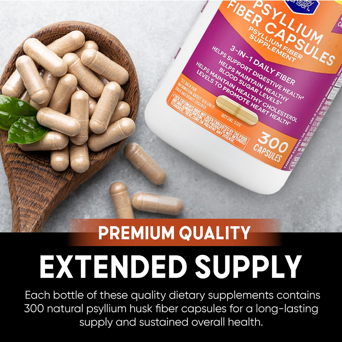 Flacon de psyllium berkley jensen ouvert avec capsules visibles
