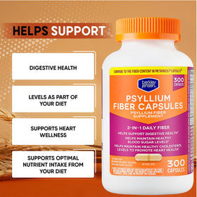 Flacon de psyllium berkley jensen sur un fond neutre