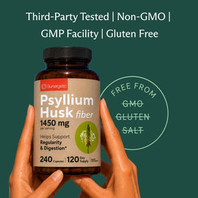 Flacon de psyllium Sunergetic sur fond blanc