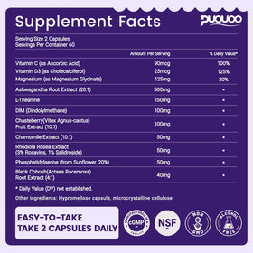Flacon de Puouoo 11-en-1 ouvert avec capsules visibles