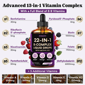 Flacon de Puouoo Complexe Vitaminique B Liquide sur fond blanc