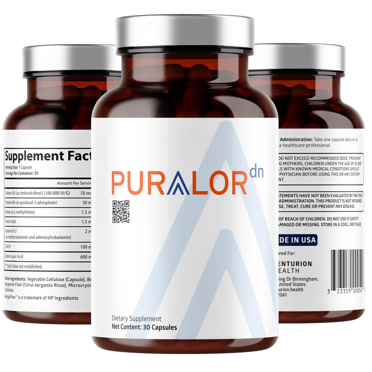 Flacon de Puralor DN Complément Alimentaire Nerveux 30 Capsules