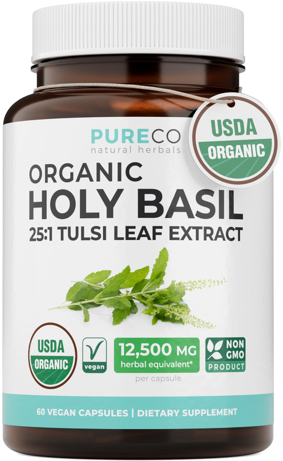 Flacon de PURE CO Basilic Sacré 500mg vue avant