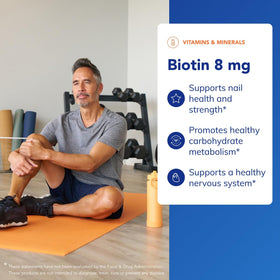 Flacon de Pure Encapsulations Biotine 8 mg avec capsules à l'intérieur
