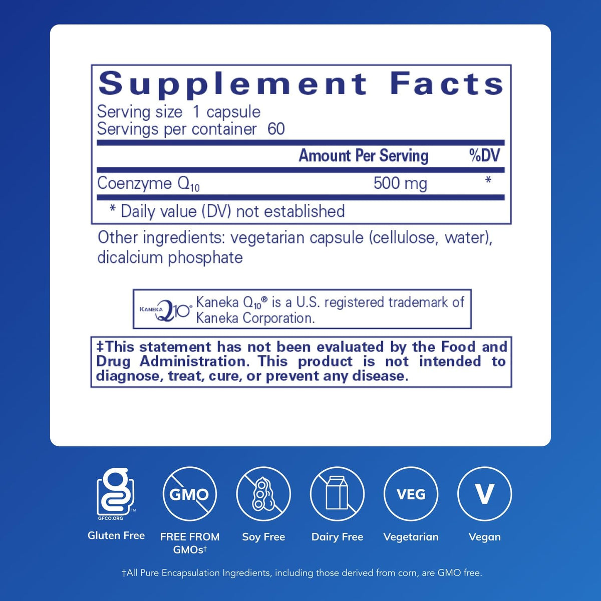 Flacon de Pure Encapsulations CoQ10 60 capsules avec étiquette