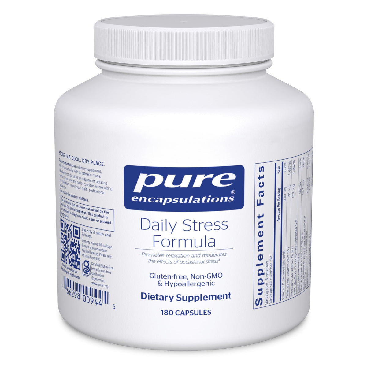 Flacon de Pure Encapsulations Daily Stress Formula 180 capsules