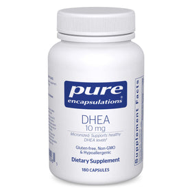 Flacon de Pure Encapsulations DHEA 10 mg contenant 180 capsules