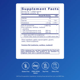 Flacon de Pure Encapsulations EPA/DHA Essentials avec étiquette