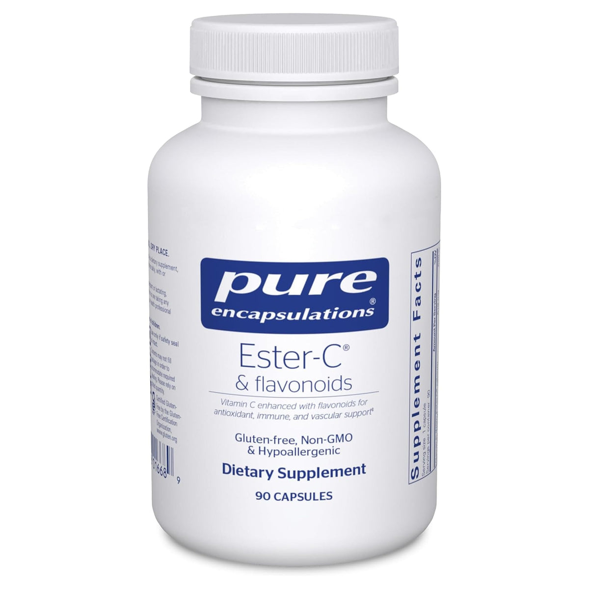 Flacon de Pure Encapsulations Ester-C & Flavonoids 90 capsules vue avant
