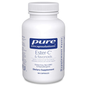 Flacon de Pure Encapsulations Ester-C & Flavonoids 90 capsules vue avant