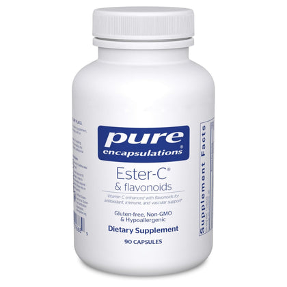Flacon de Pure Encapsulations Ester-C & Flavonoids 90 capsules vue avant