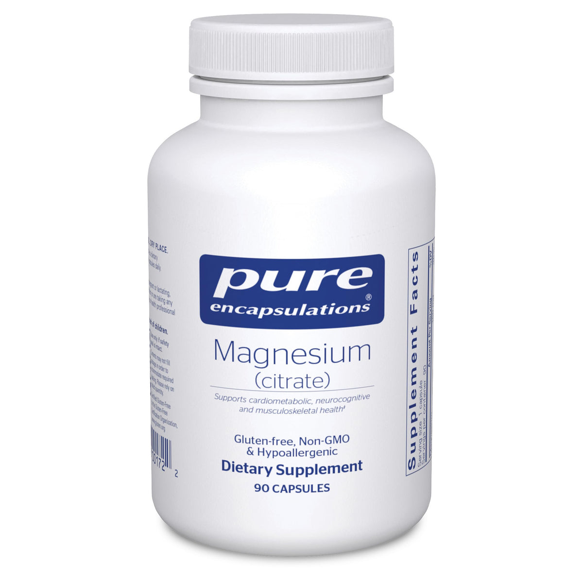 Flacon de Pure Encapsulations Magnésium Citrate 90 capsules vue avant