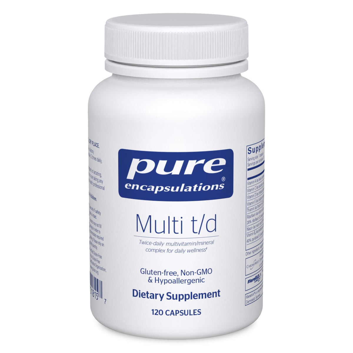 Flacon de Pure Encapsulations Multi T/D 120 capsules vue de face