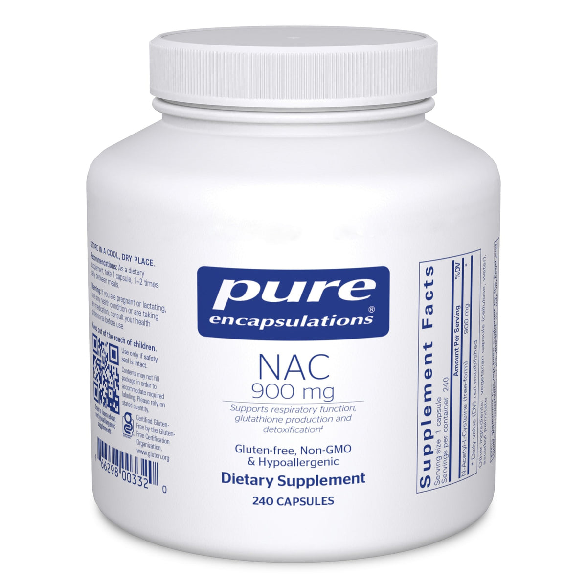 Flacon de Pure Encapsulations NAC 900 mg avec 240 capsules