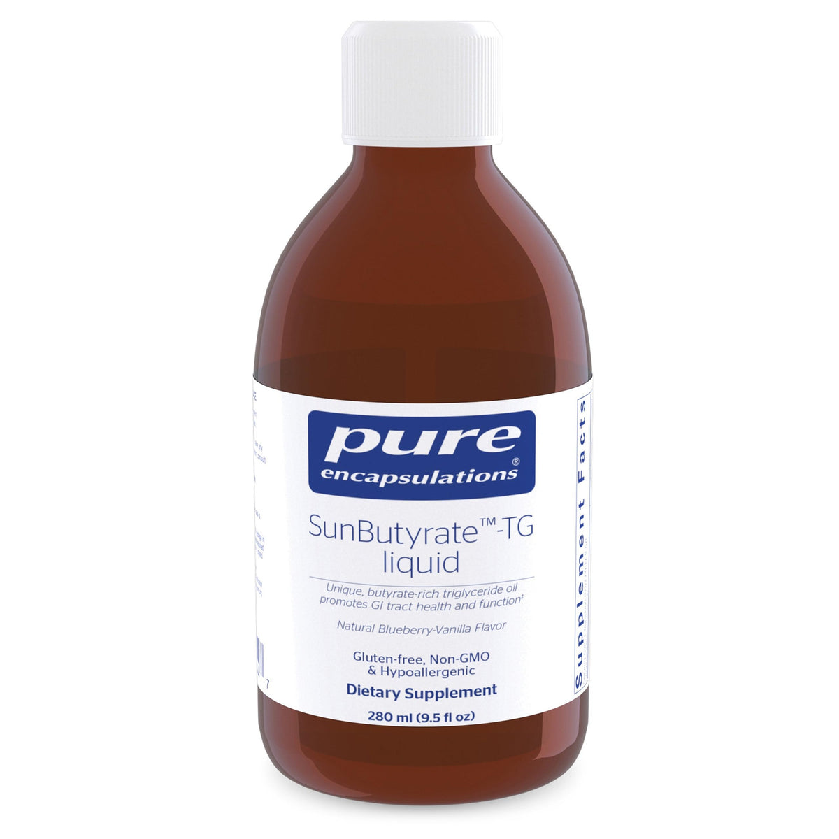 Flacon de Pure Encapsulations SunButyrate-TG Liquide 9,5 fl. oz. vue de face