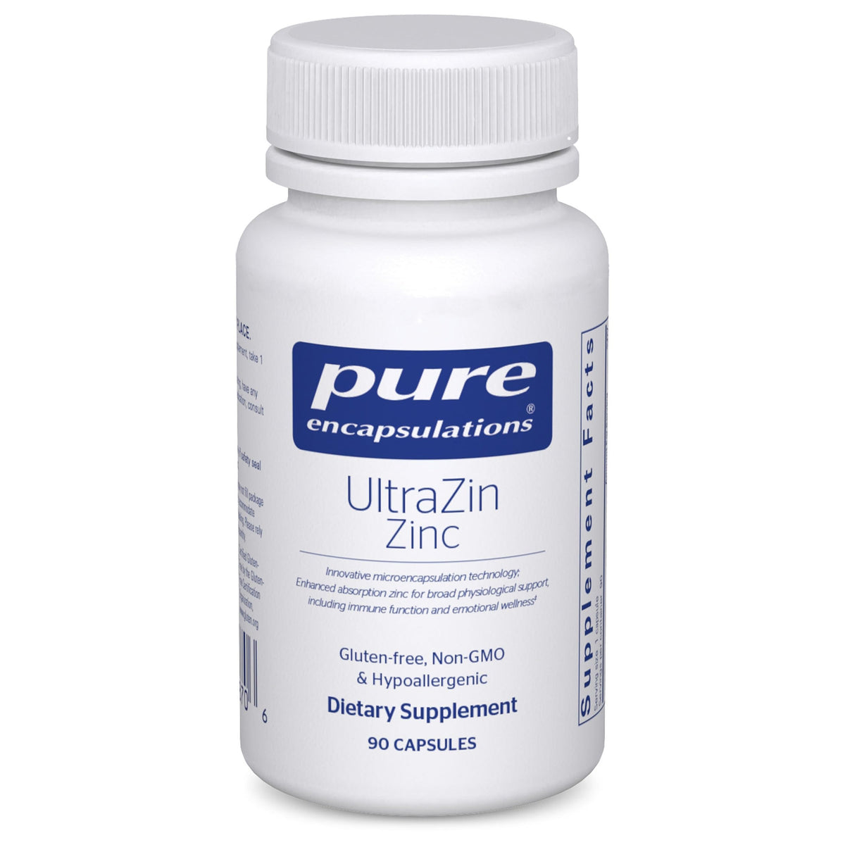 Flacon de Pure Encapsulations UltraZin Zinc 90 capsules vue de face