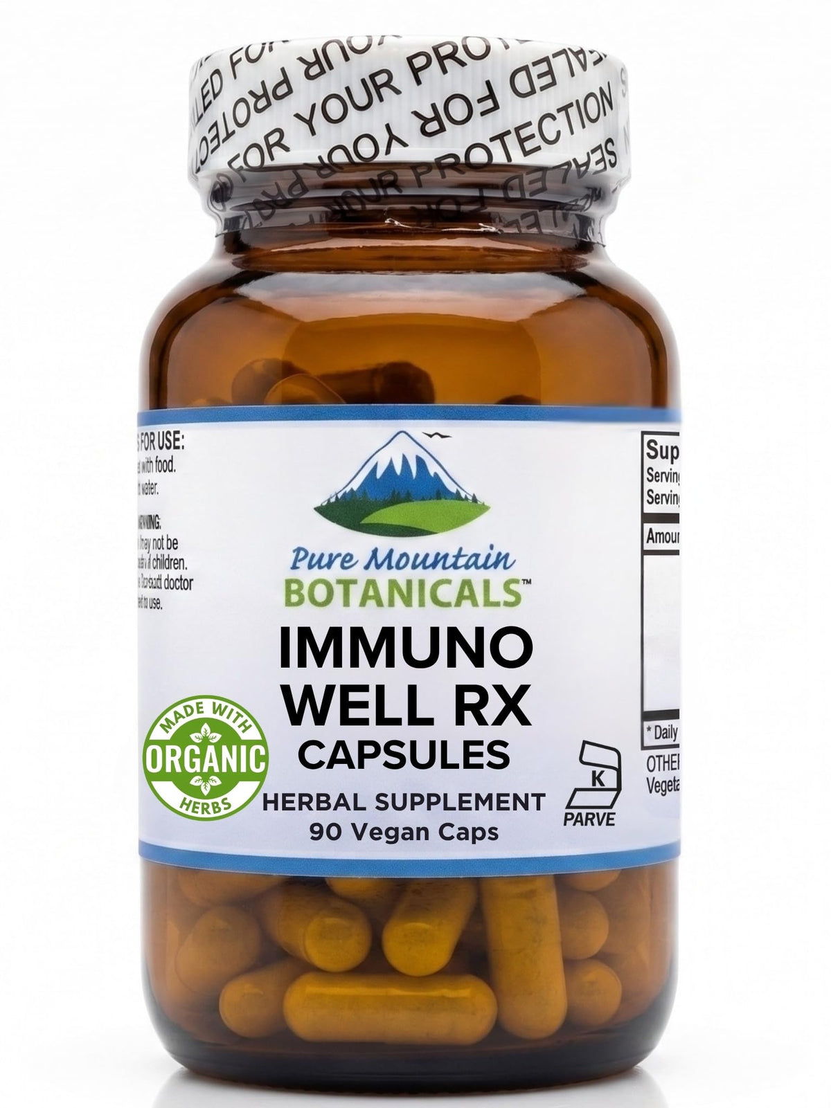 Flacon de Pure Mountain Botanicals avec 90 capsules de complément alimentaire