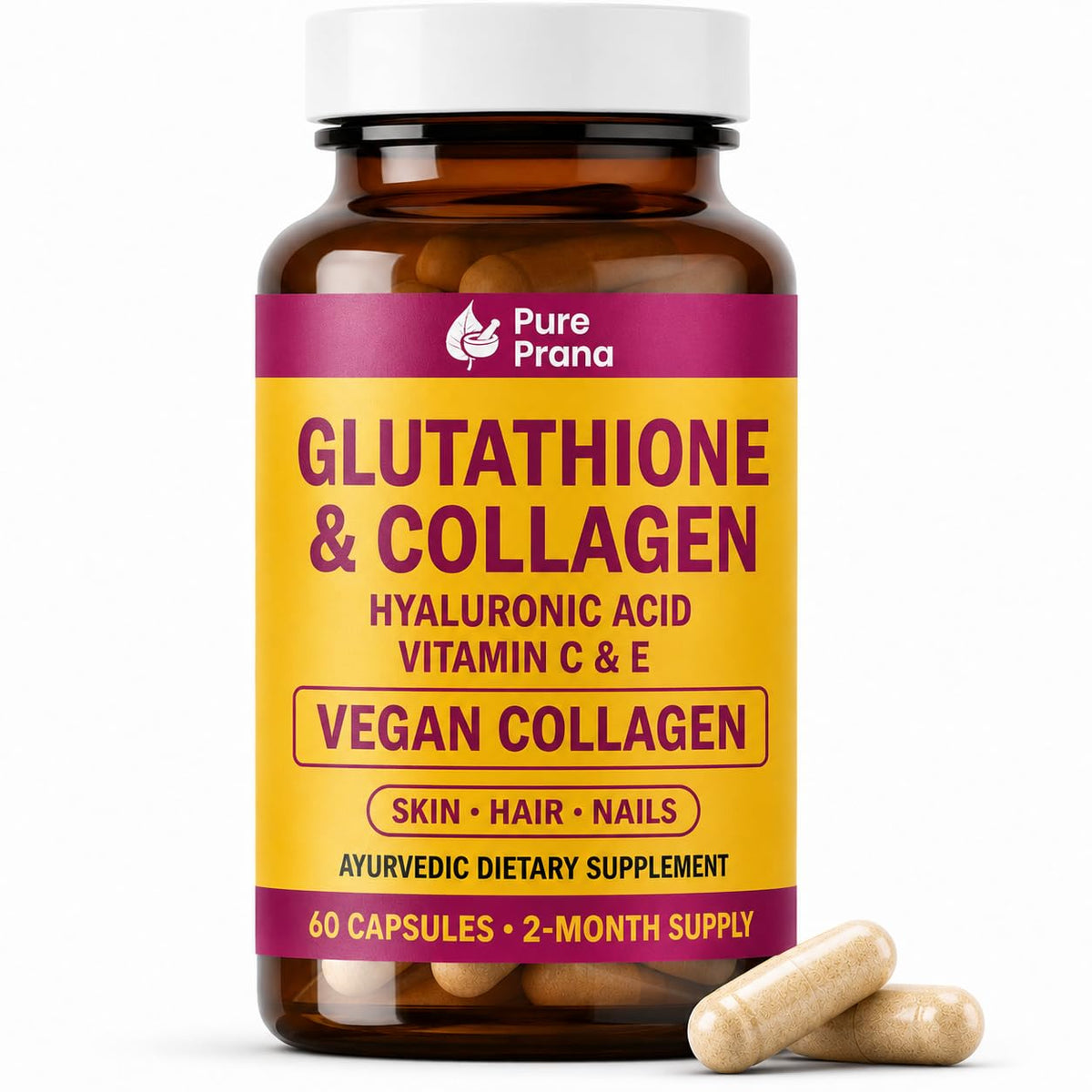 Flacon de Pure Prana Complément Alimentaire Vegan Collagène 300mg