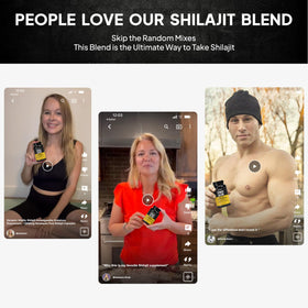 Flacon de Pure Prana Shilajit ouvert avec capsules visibles