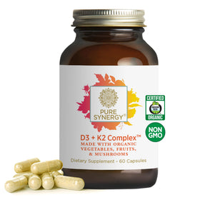 Flacon de PURE SYNERGY D3 + K2 avec 60 capsules