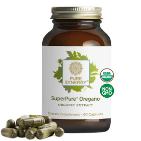 Flacon de PURE SYNERGY Extrait d'Origan Bio 60 Capsules