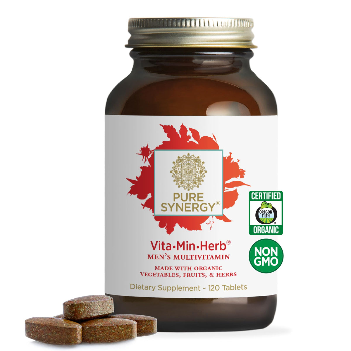 Flacon de PURE SYNERGY Vita·Min·Herb pour Hommes 120 comprimés