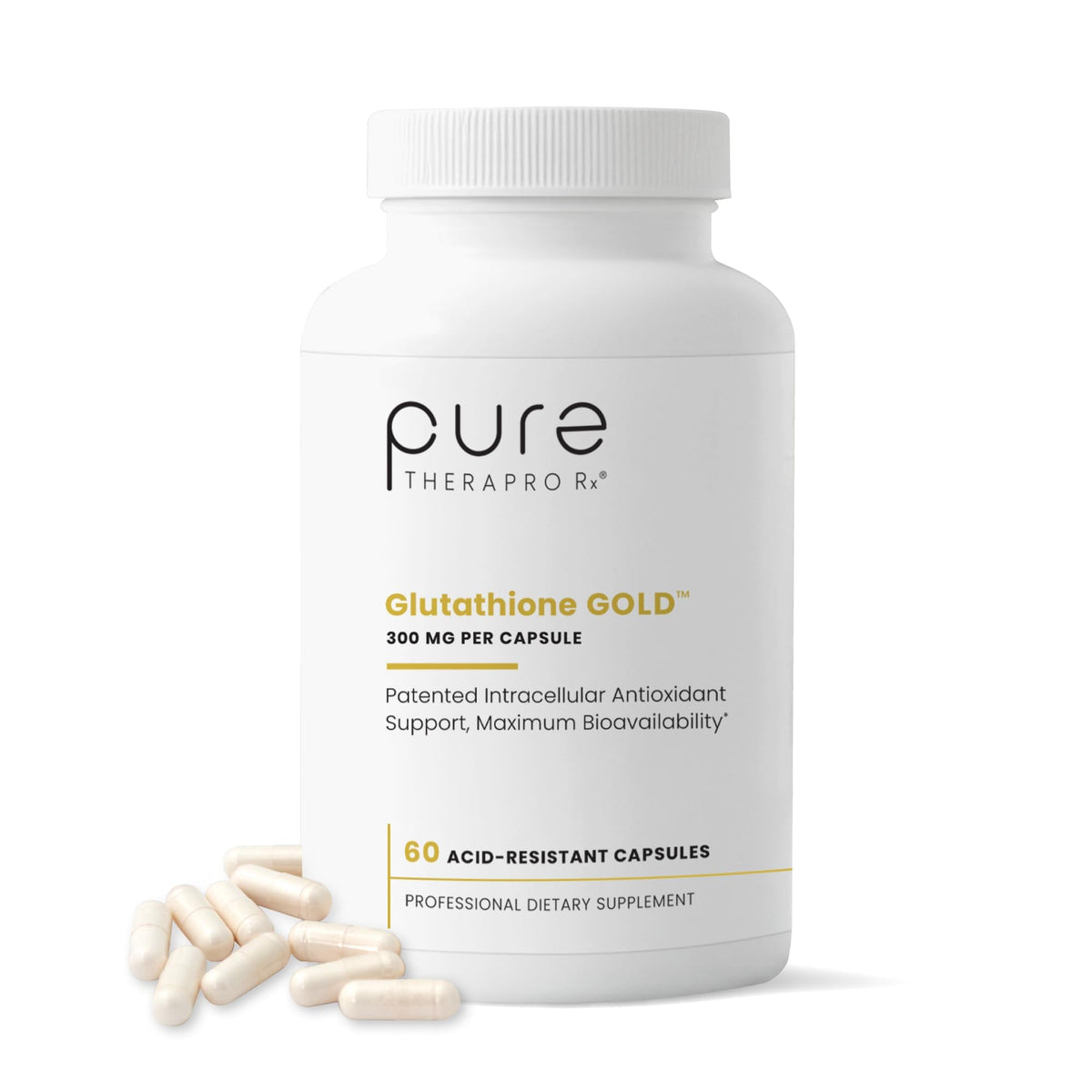 Flacon de Pure Therapro Rx S-Acetyl Glutathione Gold 300mg 60 capsules