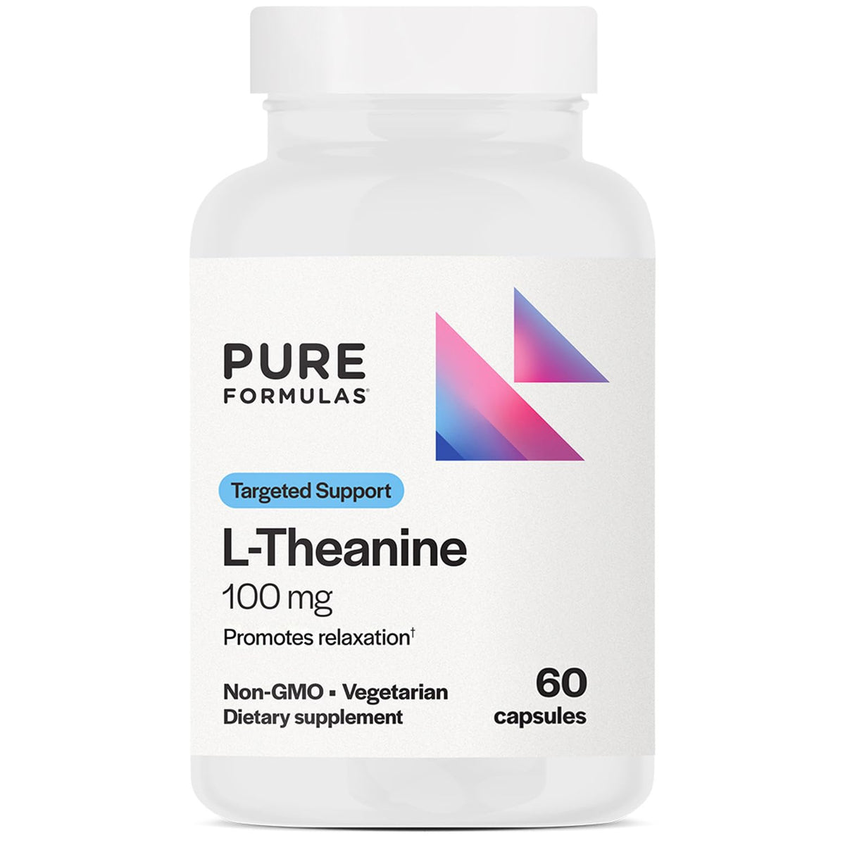 Flacon de PureFormulas L-Theanine 100 mg, 60 capsules végétariennes