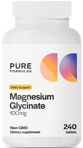Flacon de PureFormulas Magnésium Glycinate 100 mg avec 240 comprimés