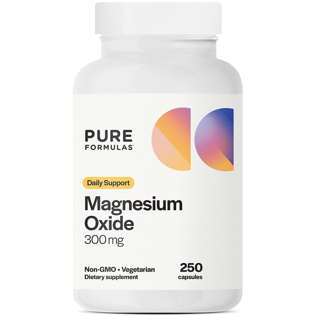 Flacon de PureFormulas Magnésium Oxyde 300 mg avec 250 capsules végétariennes